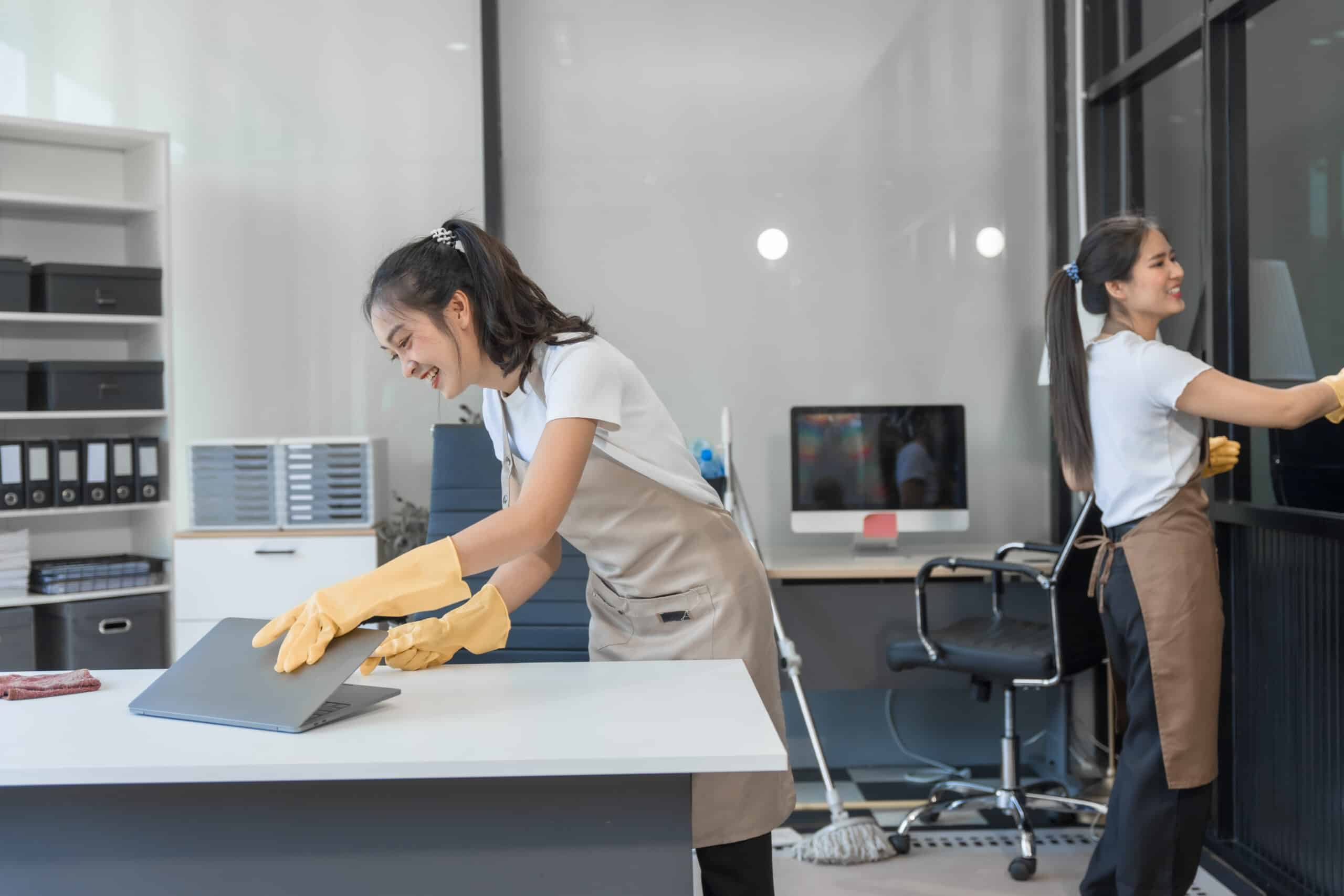Office cleaners cleaning office in London